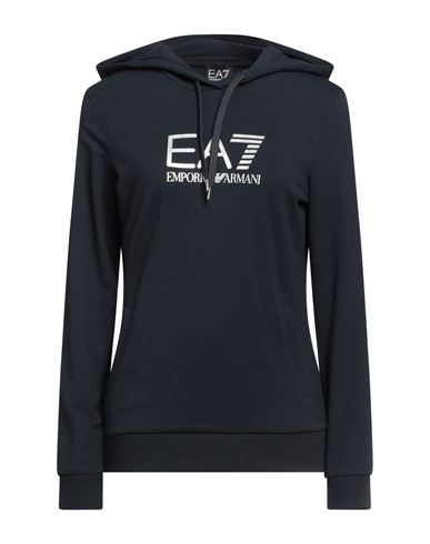 Ea7 Woman Sweatshirt Navy Blue Size M Cotton, Elastane