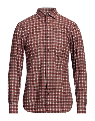 Shop Z Zegna Man Shirt Rust Size M Cotton In Red