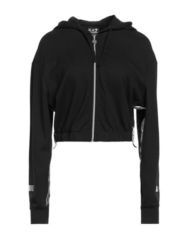 Ea7 Woman Sweatshirt Black Size Xxl Viscose, Polyamide, Elastane