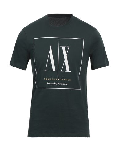Armani Exchange Man T-shirt Dark Green Size L Cotton In Green