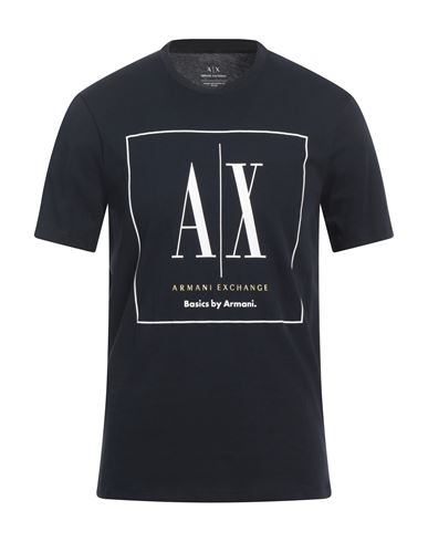 Armani Exchange Man T-shirt Midnight Blue Size M Cotton In Blue