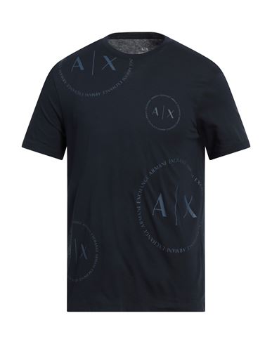Armani Exchange Man T-shirt Navy Size L Cotton In Navy