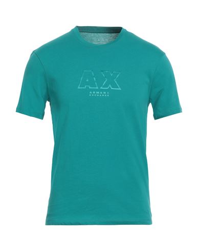 Shop Armani Exchange Man T-shirt Emerald Green Size S Cotton