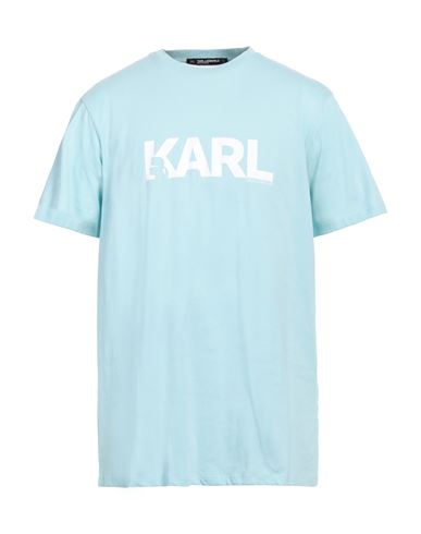 Karl Lagerfeld Man T-shirt Sky Blue Size Xl Organic Cotton