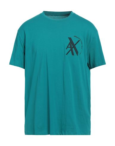 Armani Exchange Man T-shirt Deep Teal Size M Cotton In Green