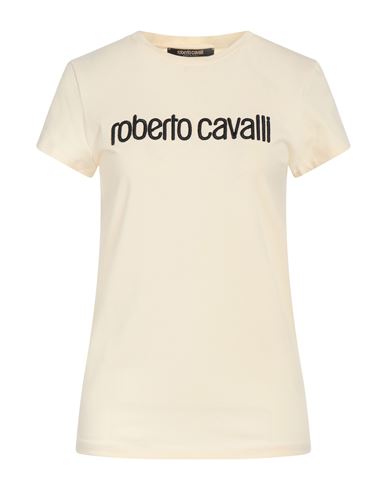 Roberto Cavalli Woman T-shirt Cream Size 10 Cotton, Elastane In Neutral