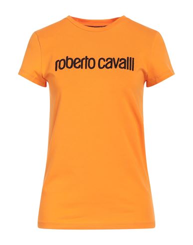 Roberto Cavalli Woman T-shirt Orange Size 10 Cotton, Elastane