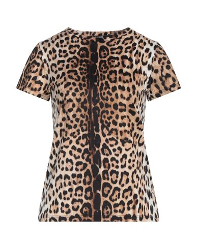 Roberto Cavalli Woman T-shirt Beige Size 10 Polyester, Elastane In Brown