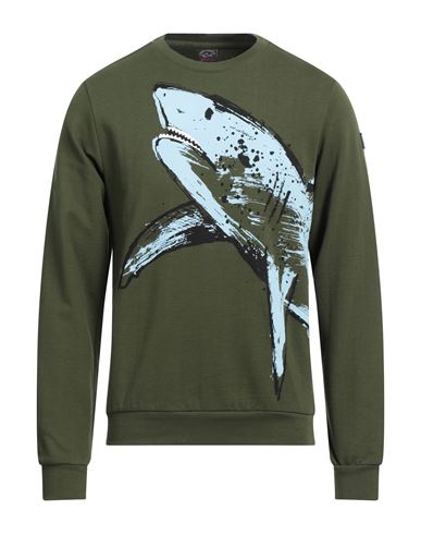 Paul & Shark Man Sweatshirt Military Green Size 3xl Cotton