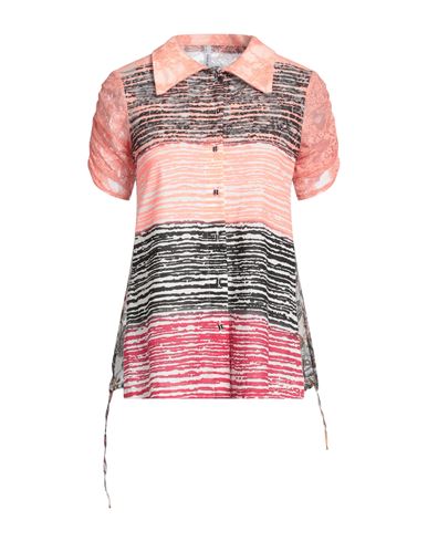 Pianurastudio Woman Shirt Salmon Pink Size 10 Modal, Polyamide, Cotton, Silk, Elastane