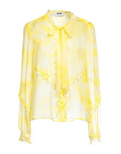 Msgm Woman Top Yellow Size 6 Silk