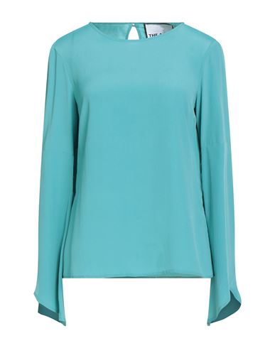 The Abito Milano Woman Top Turquoise Size 6 Acetate, Silk In Blue