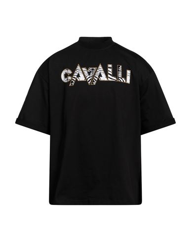 Roberto Cavalli Man T-shirt Black Size L Cotton
