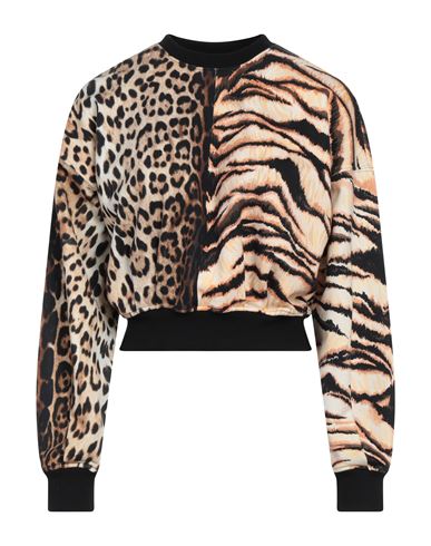 Roberto Cavalli Woman Sweatshirt Beige Size 10 Cotton In Animal Print