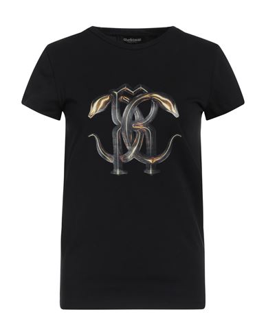 Roberto Cavalli Woman T-shirt Black Size 10 Cotton, Elastane