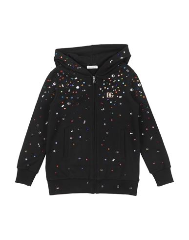 Shop Dolce & Gabbana Toddler Girl Sweatshirt Black Size 7 Cotton, Elastane, Glass, Bronze