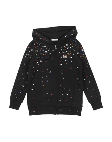Dolce & Gabbana Toddler Girl Sweatshirt Black Size 5 Cotton, Elastane, Glass, Bronze In Black