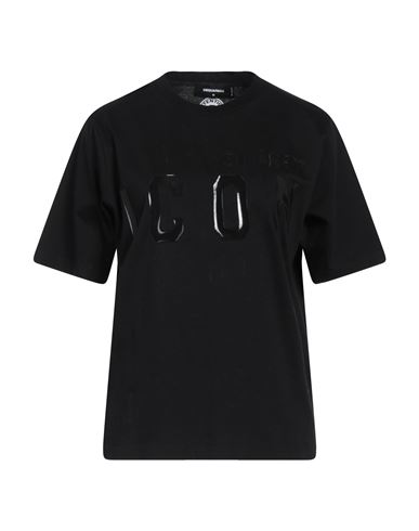 Dsquared2 Woman T-shirt Black Size M Cotton In Black