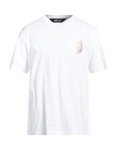 Just Cavalli Man T-shirt White Size L Cotton