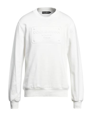 Shop Dolce & Gabbana Man Sweatshirt White Size 44 Cotton, Elastane