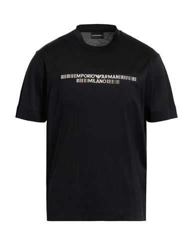 Emporio Armani Man T-shirt Black Size L Lyocell, Cotton In Black
