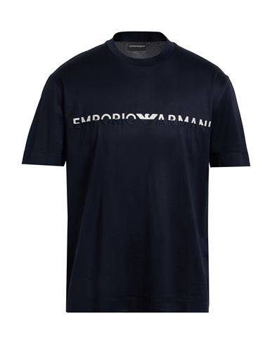 Emporio Armani Man T-shirt Midnight Blue Size L Lyocell, Cotton In Black