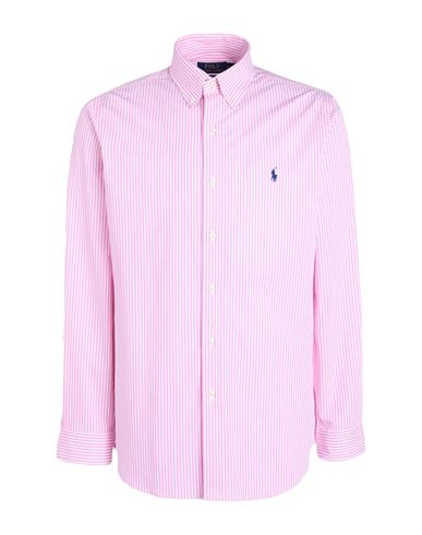 Polo Ralph Lauren Slim Fit Striped Stretch Poplin Shirt Man Shirt Pink Size L Cotton, Elastane