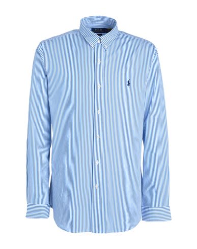 Polo Ralph Lauren Slim Fit Striped Stretch Poplin Shirt Man Shirt Blue Size M Cotton, Elastane