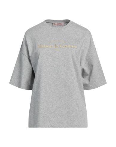 Valentino Garavani Woman T-shirt Grey Size Xs Cotton, Polyamide, Metallic Fiber