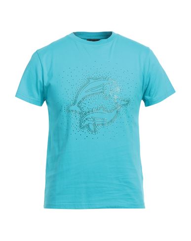 Man T-shirt Sky blue Size 3XL Cotton