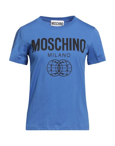 Moschino Woman T-shirt Blue Size 4 Cotton