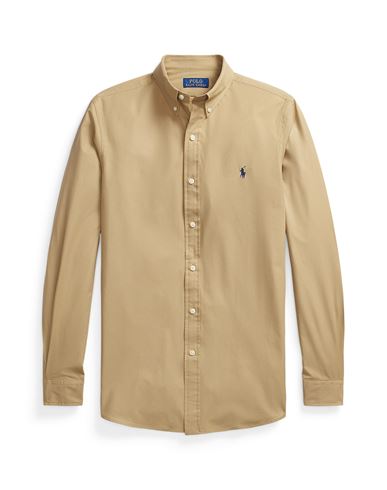 Polo Ralph Lauren Polo Pony-embroidered Cotton-blend Shirt In Beige