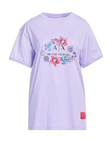 Armani Exchange Woman T-shirt Lilac Size L Cotton In Purple