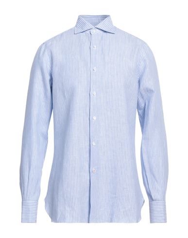 Shop Isaia Man Shirt Sky Blue Size 15 ½ Linen