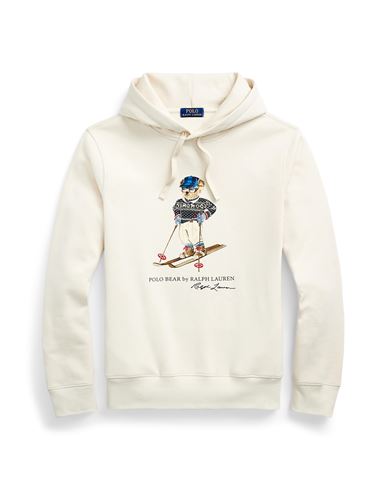 Polo Ralph Lauren Skiing Teddy Bear Hooded Sweatshirt In Cream Beige