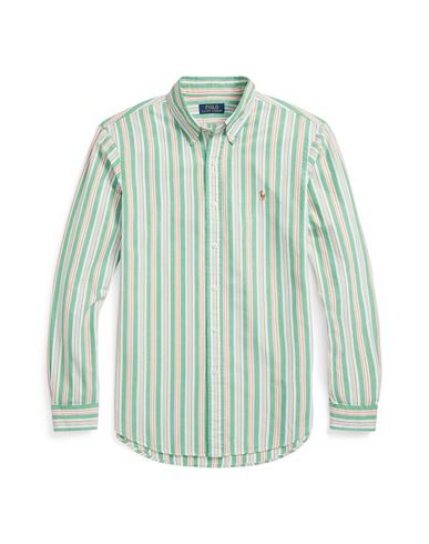 Polo Ralph Lauren Custom Fit Striped Oxford Shirt Man Shirt Green Size Xxl Cotton