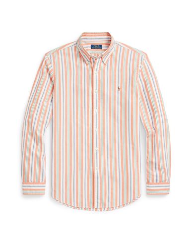 Polo Ralph Lauren Custom Fit Striped Oxford Shirt Man Shirt Salmon Pink Size Xxl Cotton