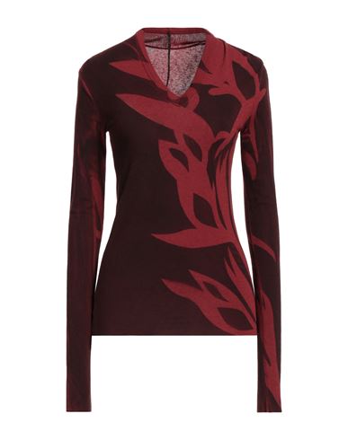 Shop Masnada Woman T-shirt Burgundy Size 4 Viscose, Wool, Elastane In Red