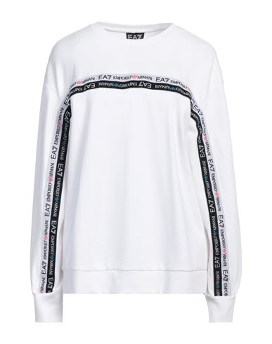 Shop Ea7 Woman Sweatshirt White Size Xl Viscose, Polyamide, Elastane, Polyester