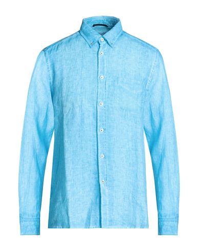 Ploumanac'h Man Shirt Azure Size 16 ½ Linen In Blue