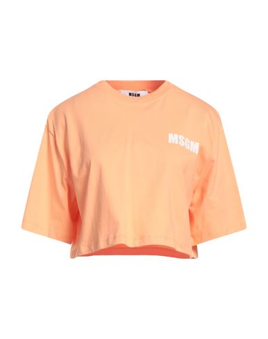 Msgm Woman T-shirt Apricot Size S Cotton In Orange
