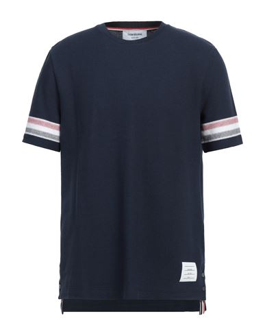 Shop Thom Browne Man T-shirt Navy Blue Size 5 Cotton