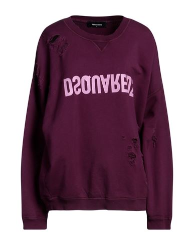 Dsquared2 Woman Sweatshirt Deep Purple Size M Cotton, Elastane
