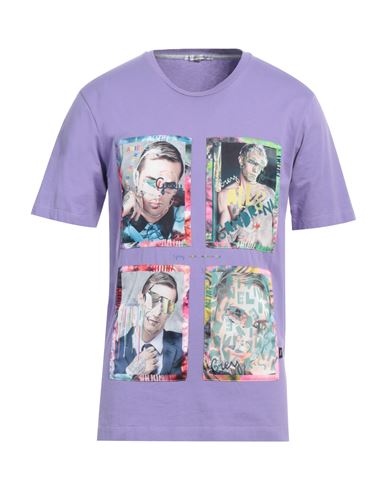 Grey Daniele Alessandrini Man T-shirt Light Purple Size L Cotton