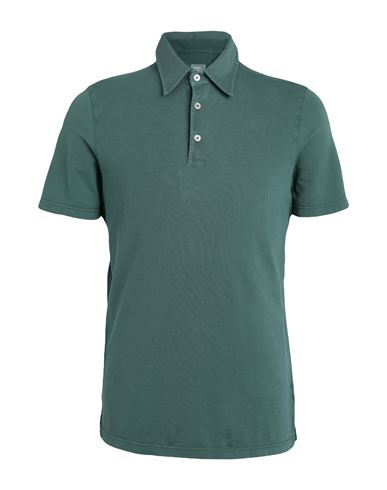 Fedeli Man Polo Shirt Military Green Size 38 Cotton