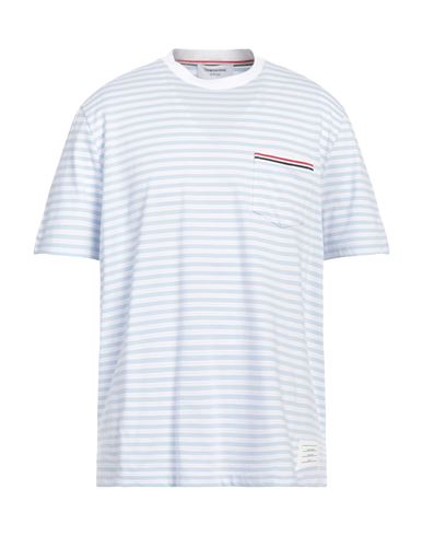 Thom Browne Man T-shirt Sky Blue Size 5 Cotton In Blue