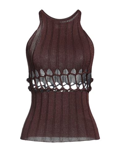Circus Hotel Woman Tank Top Dark Brown Size 4 Viscose, Polyamide, Metal, Polyester In Brown