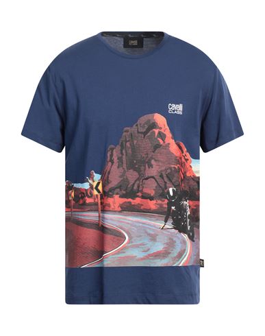 Cavalli Class Man T-shirt Navy Blue Size Xxl Cotton