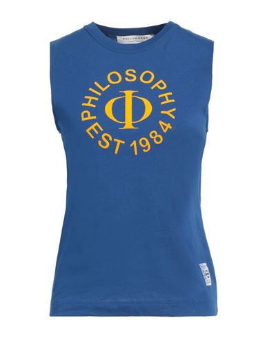 Philosophy Di Lorenzo Serafini Woman Top Blue Size S Cotton In Blue