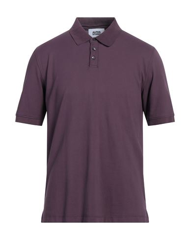 Alpha Studio Man Polo Shirt Mauve Size 42 Cotton, Elastane In Purple